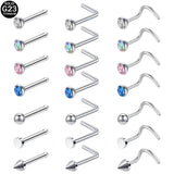 G23 Titanium Nose Piercing Set 2/3MM Round CZ Crystal Nose Studs