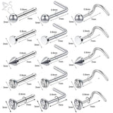 G23 Titanium Nose Piercing Set 2/3MM Round CZ Crystal Nose Studs