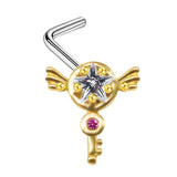 Star Stainless Steel Nose Stud Dangle Ring Jewelry Women