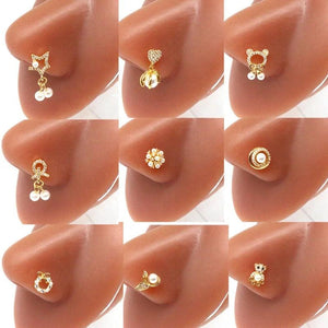Star Stainless Steel Nose Stud Dangle Ring Jewelry Women