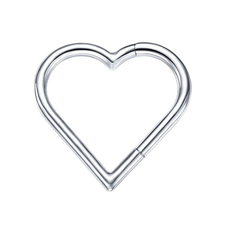 Heart Nose Hoop G23 Titanium Earrings Hoops Single Piercing Nose Ring Hoop Carti