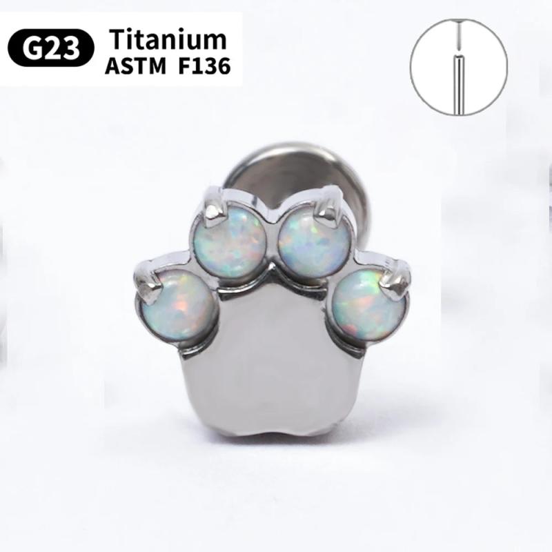 G23 Titanium Opal Lip Studs 16G Cat Scratching Labret