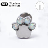 G23 Titanium Opal Lip Studs 16G Cat Scratching Labret