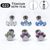 G23 Titanium Opal Lip Studs 16G Cat Scratching Labret