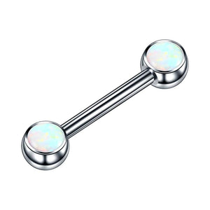 1PC G23 Titanium CZ Nipple Shield Barbell Rings Opal Tongue Rin