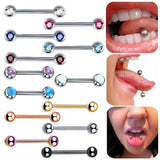 1PC G23 Titanium CZ Nipple Shield Barbell Rings Opal Tongue Rin