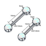 1PC G23 Titanium CZ Nipple Shield Barbell Rings Opal Tongue Rin
