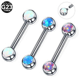 1PC G23 Titanium CZ Nipple Shield Barbell Rings Opal Tongue Rin