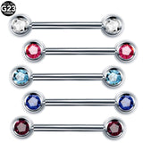 1PC G23 Titanium CZ Nipple Shield Barbell Rings Opal Tongue Rin