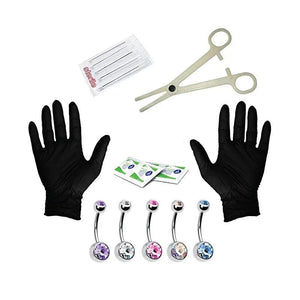 Professional Body Piercing Kit Crystal Belly Nose Ear Tongue Piercing Tool