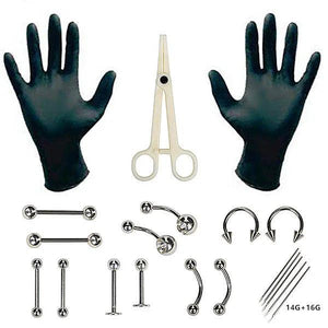 Professional Body Piercing Kit Crystal Belly Nose Ear Tongue Piercing Tool