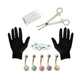 Professional Body Piercing Kit Crystal Belly Nose Ear Tongue Piercing Tool