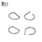 5Pcs Titanium Nose Ring 16G CZ Paved Segment Ring Cartilage