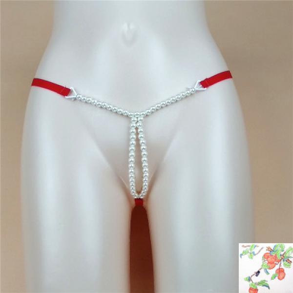 Sexy Pearl G string Thongs Elastic Briefs Crotch Open Chain Thongs For Women
