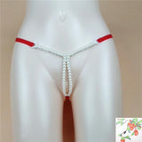 Sexy Pearl G string Thongs Elastic Briefs Crotch Open Chain Thongs For Women