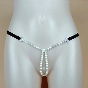 Sexy Pearl G string Thongs Elastic Briefs Crotch Open Chain Thongs For Women
