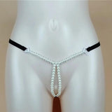 Sexy Pearl G string Thongs Elastic Briefs Crotch Open Chain Thongs For Women