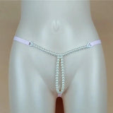 Sexy Pearl G string Thongs Elastic Briefs Crotch Open Chain Thongs For Women