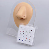 20 PCS Crystal Nose Stud 3 Stone Nose Bone Ball Pin