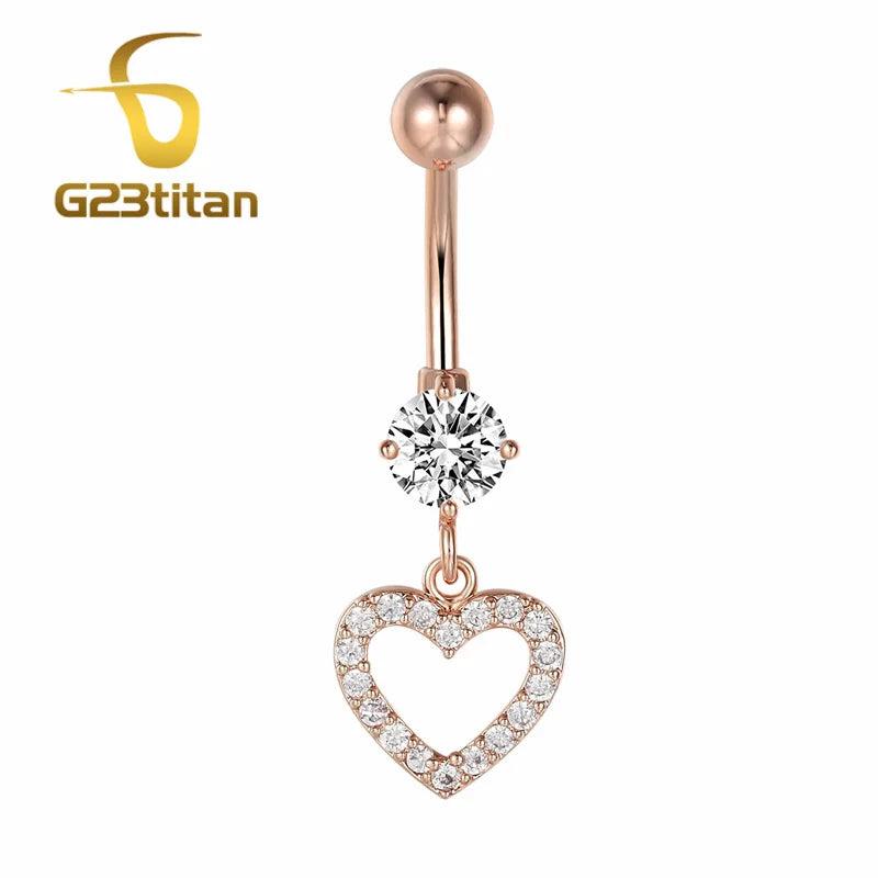 Heart Dangle Belly Button Rings Navel Piercing Barbell