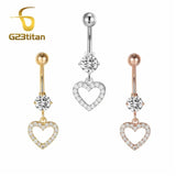 Heart Dangle Belly Button Rings Navel Piercing Barbell