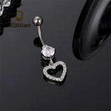 Heart Dangle Belly Button Rings Navel Piercing Barbell