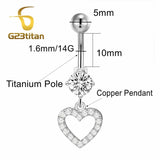 Heart Dangle Belly Button Rings Navel Piercing Barbell