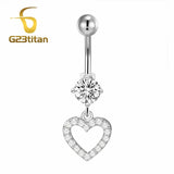 Heart Dangle Belly Button Rings Navel Piercing Barbell