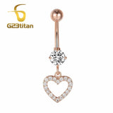 Heart Dangle Belly Button Rings Navel Piercing Barbell