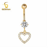 Heart Dangle Belly Button Rings Navel Piercing Barbell