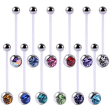 12Pcs Acrylic Flat CZ Gem Bioplast Pregnancy Navel Belly Button Rings 14g