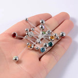 12Pcs Acrylic Flat CZ Gem Bioplast Pregnancy Navel Belly Button Rings 14g