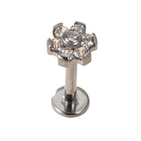 G23 Titanium Zirconia Stone Flower Labret Stud Lip Ring Ear Cartilage