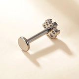 G23 Titanium Zirconia Stone Flower Labret Stud Lip Ring Ear Cartilage