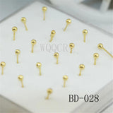 20Pcs Box Small Ball Nose Rings Piercing Studs 2.0mm 925 Silver