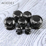 4-16mm Crystal Plugs & Tunnels Ear Gauges Stainless Steel Screw Fit 8mm