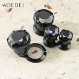 4-16mm Crystal Plugs & Tunnels Ear Gauges Stainless Steel Screw Fit 8mm