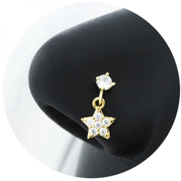 20G Surgical Steel Nose Rings with CZ Heart Dangle L Shape Nose Studs