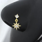 20G Surgical Steel Nose Rings with CZ Heart Dangle L Shape Nose Studs