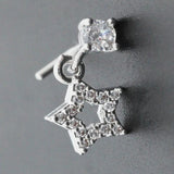 20G Surgical Steel Nose Rings with CZ Heart Dangle L Shape Nose Studs