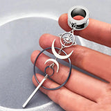 Retro Devil's Eye Circle Pendant Ear Tunnel Plug Stainless Steel Earring