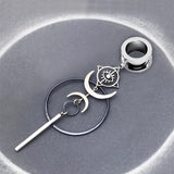 Retro Devil's Eye Circle Pendant Ear Tunnel Plug Stainless Steel Earring