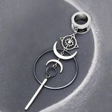 Retro Devil's Eye Circle Pendant Ear Tunnel Plug Stainless Steel Earring