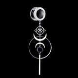 Retro Devil's Eye Circle Pendant Ear Tunnel Plug Stainless Steel Earring