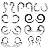 PAIR Stainless Steel Alien Ear Weights Plugs Tunnel Spiral Gauges