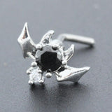 Surgical Steel Heart Nose Piercing CZ Flower Butterfly L Shape Nose Studs