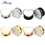 2pcs Love Heart Shell Ear Gauges Stainless Steel Plugs