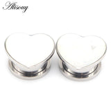 2pcs Love Heart Shell Ear Gauges Stainless Steel Plugs