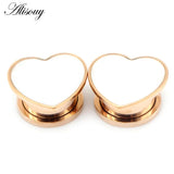 2pcs Love Heart Shell Ear Gauges Stainless Steel Plugs