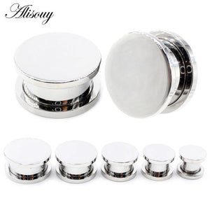 2PCs Stainless Steel Screw Pulley Ear Flesh Tunnels Plugs Expander